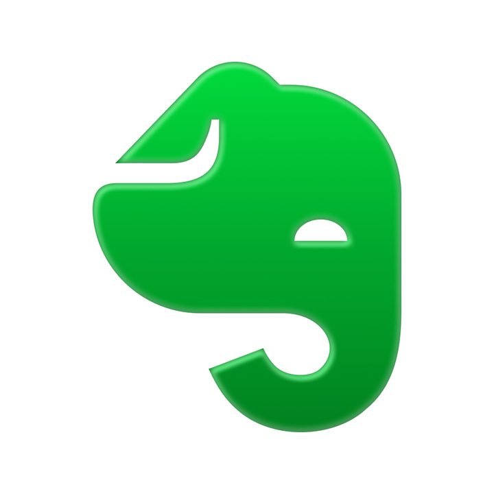 Evernote app icon with a white soft 3D organic shape design featuring an elephant head.