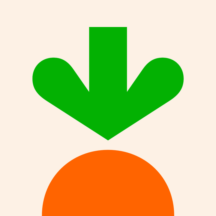 Instacart app icon with a yellow flat minimalist squircle design featuring a downward arrow.