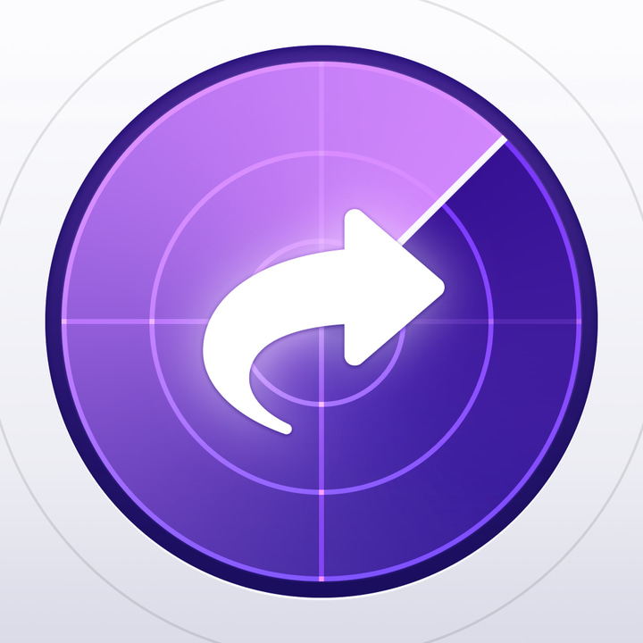Instashare Air Drop app icon with a white soft 3D circle design featuring a curved arrow.