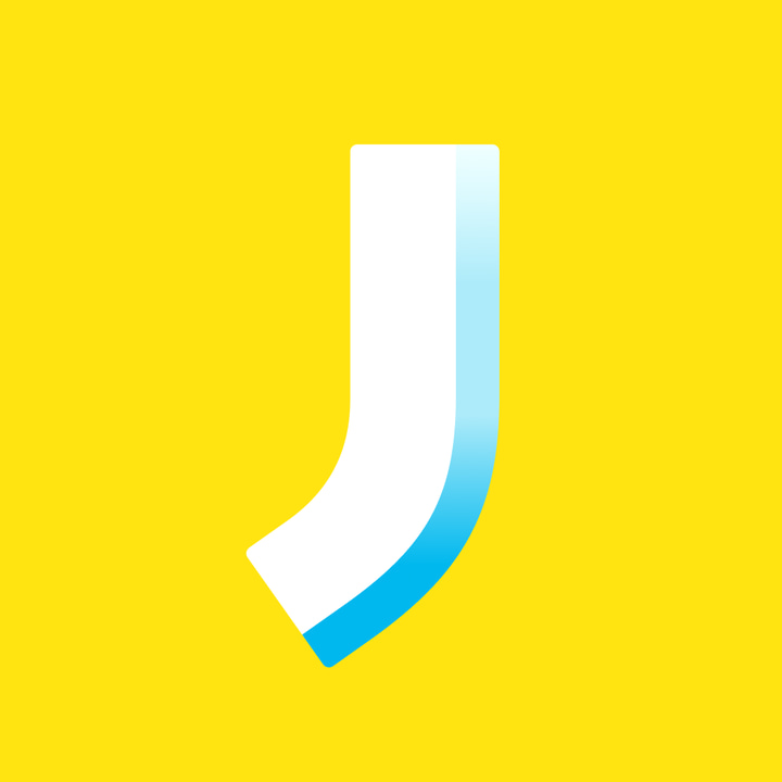 JIKEApp app icon with a yellow flat minimalist squircle design featuring a letter j.