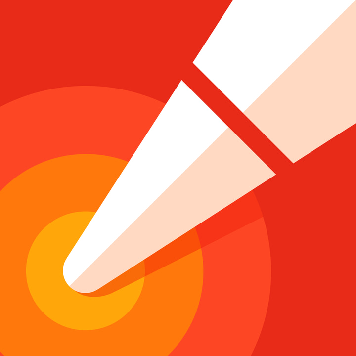 Linea Sketch app icon with a red flat minimalist rounded rectangle design featuring a pencil.