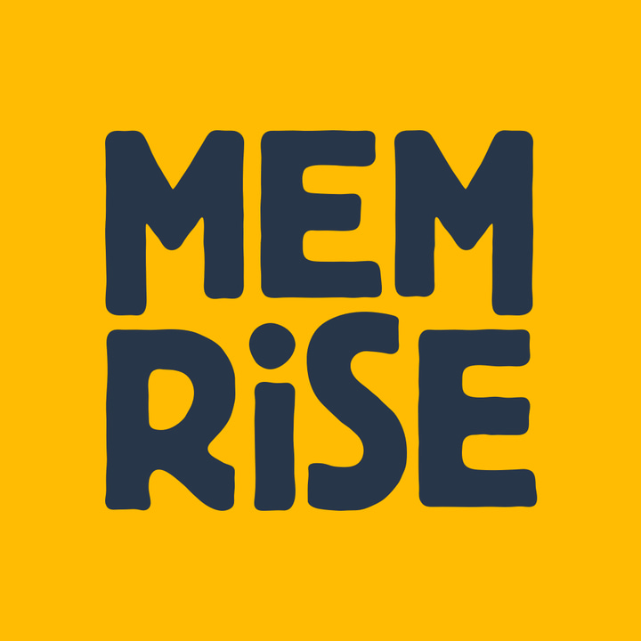 Memrise app icon with a yellow flat minimalist squircle design featuring a typography.