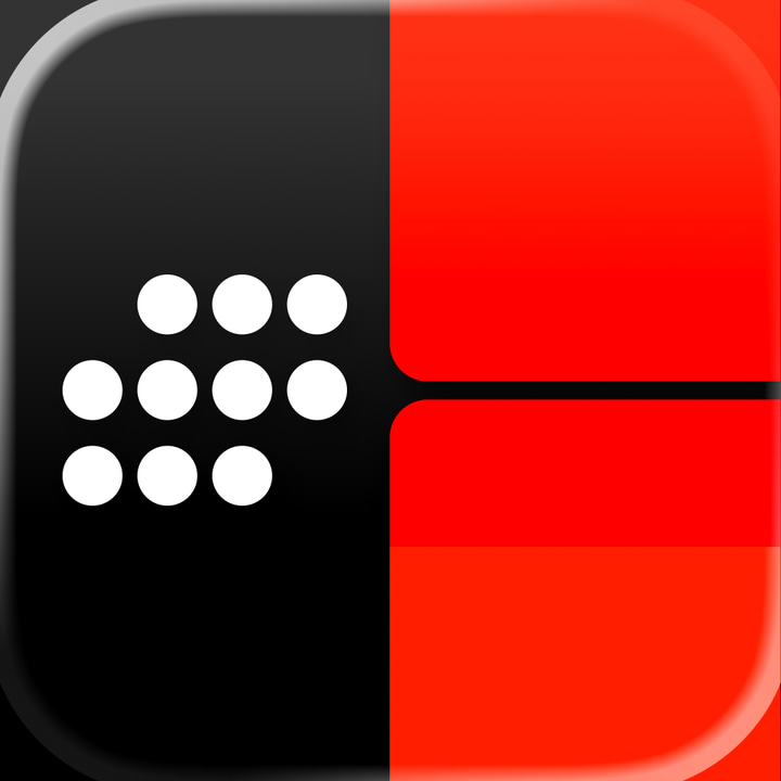 Timepage app icon with a red flat minimalist squircle design featuring an abstract geometric symbol.