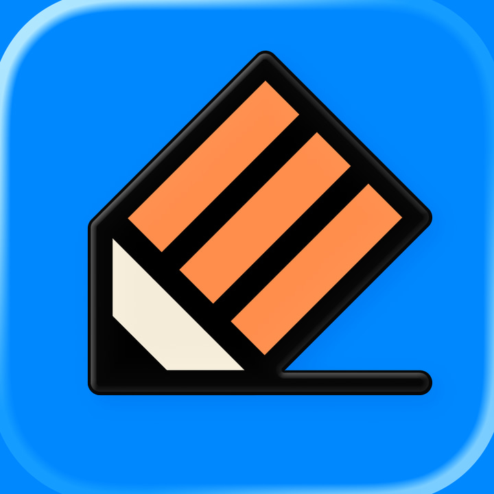 Notability app icon with a blue soft 3D squircle design featuring a stylized broom.