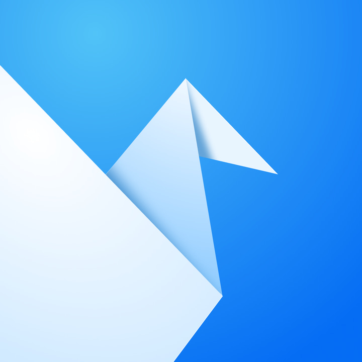 Origami Live app icon with a blue abstract gradient geometric planes design with layered depth.