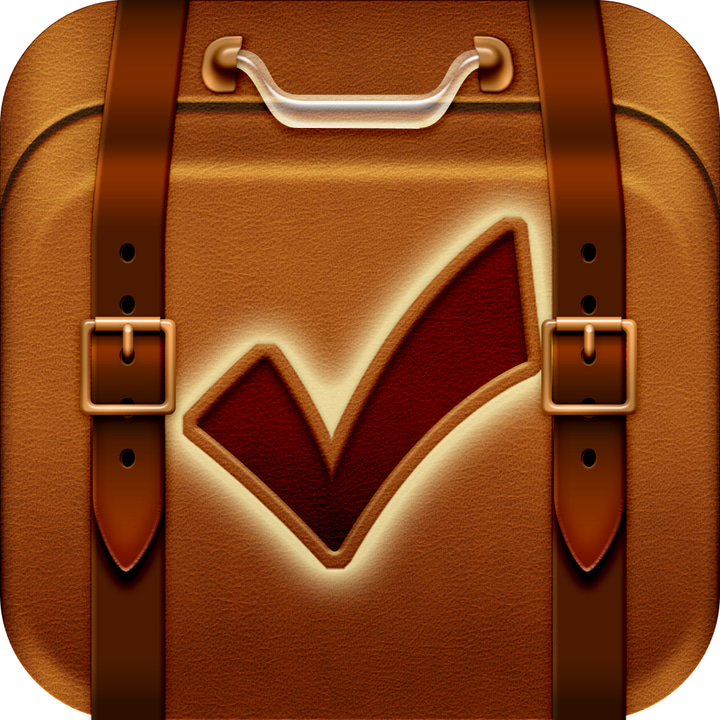 Packing Pro app icon with a brown skeuomorphism squircle design featuring a leather briefcase.