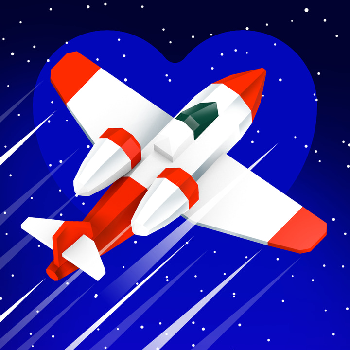 Planes Adventures by BUBL app icon with a blue 3D cartoon squircle design featuring a spaceship.
