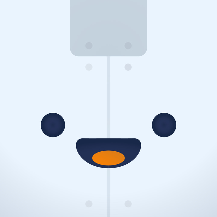 Reflectly app icon with a gray soft 3D squircle design featuring an abstract robot face.