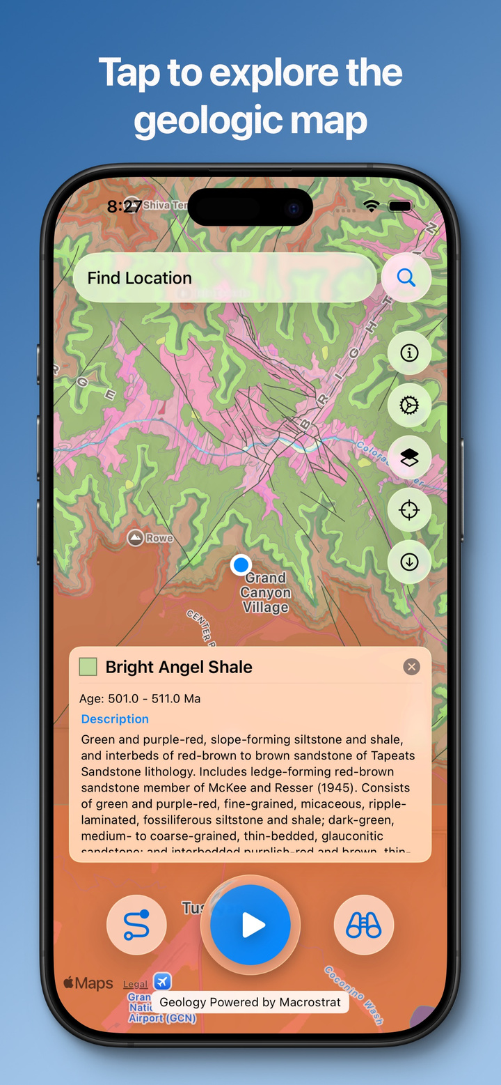 Backseat Geologist app screenshot
