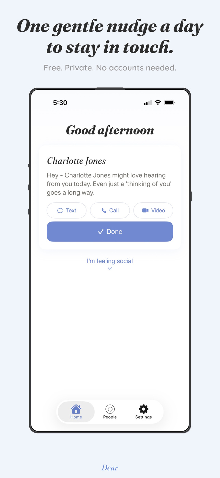 Dear: Stay in Touch app screenshot