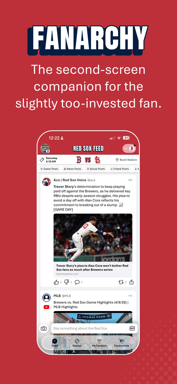 Fanarchy: Follow Your MLB Team app screenshot