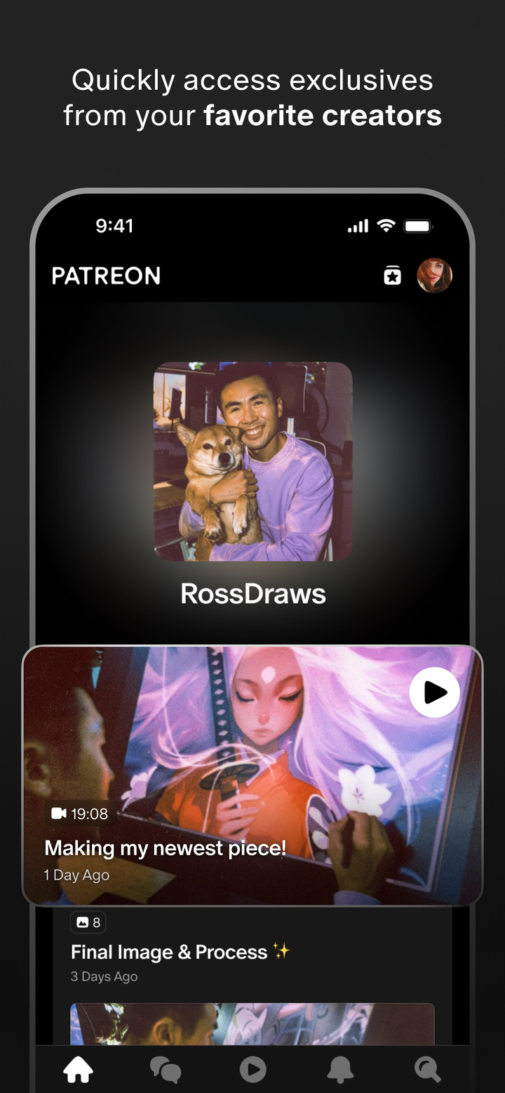 Patreon app screenshot