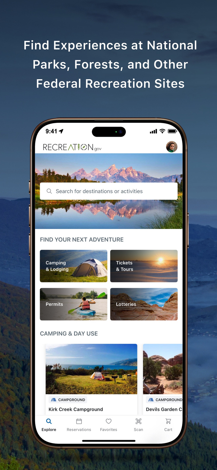 Recreation.gov app screenshot
