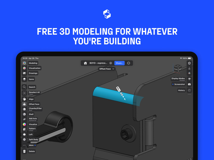 Shapr 3D CAD modeling app screenshot