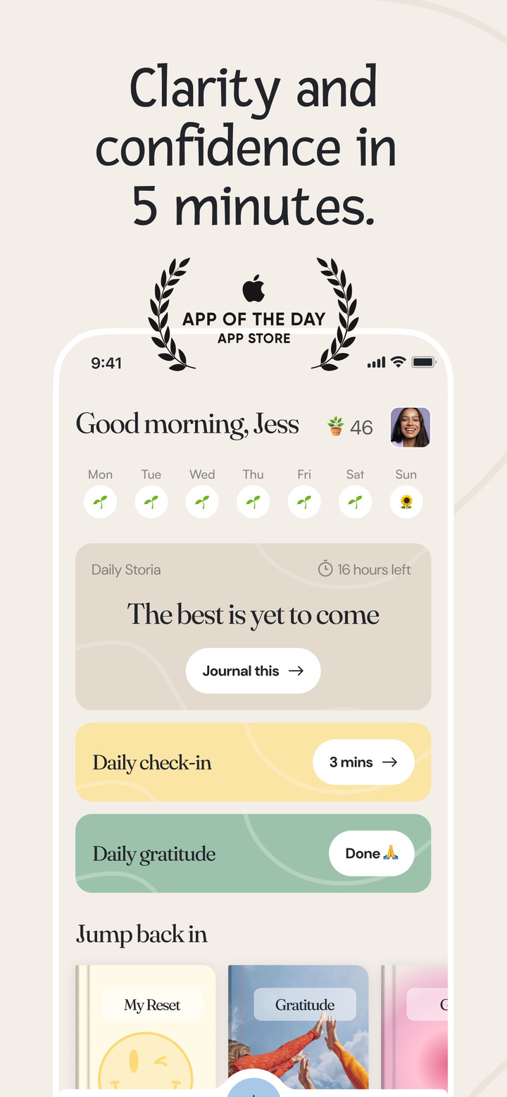 Storia: Future-Self Coach app screenshot