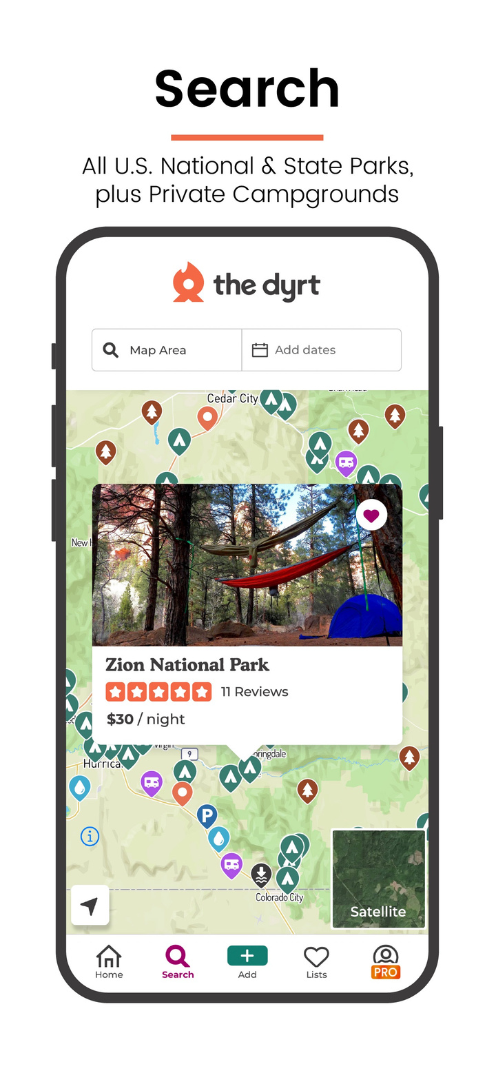The Dyrt: RV & Free Camping app screenshot