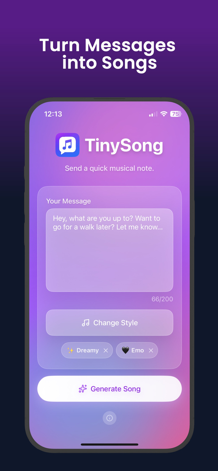 TinySong app screenshot