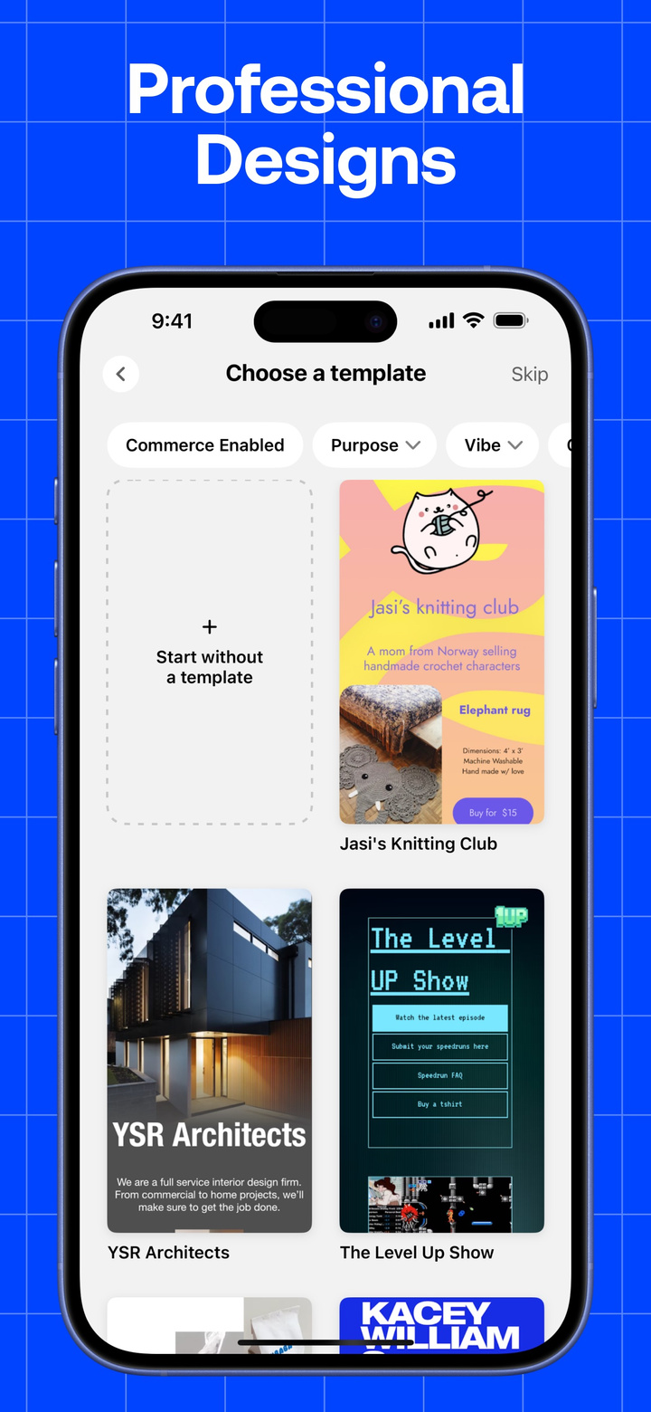 Universe Website Builder app screenshot