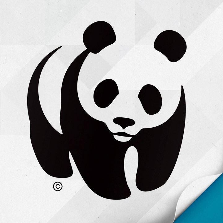 WWF Together app icon with a white flat minimalist organic shape design featuring a panda.