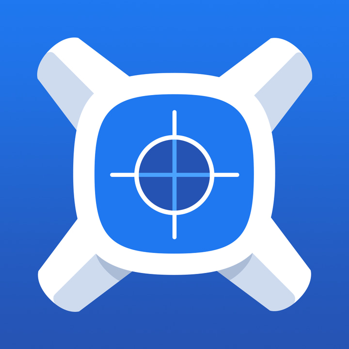 xScope Mirror app icon with a blue flat minimalist squircle design featuring a crosshair target.