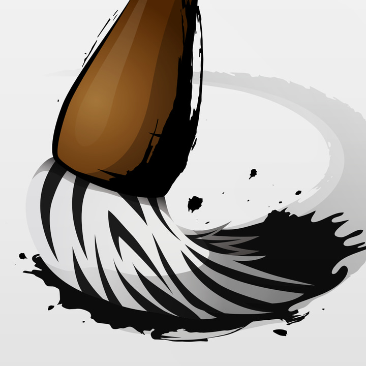 Zen Brush 2 app icon with a white flat minimalist squircle design featuring an acoustic guitar.