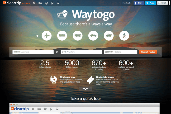 Cleartrip website preview