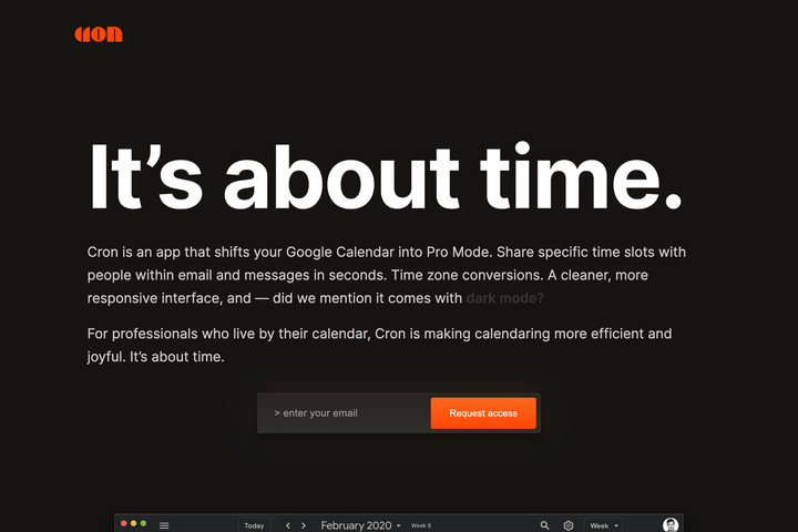 Cron website preview