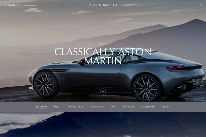 The Aston Martin DB11 website preview