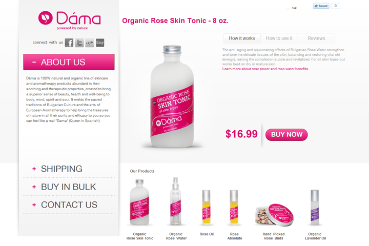Dama website preview