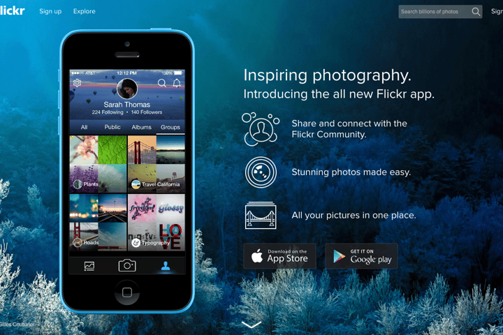 Flickr website preview