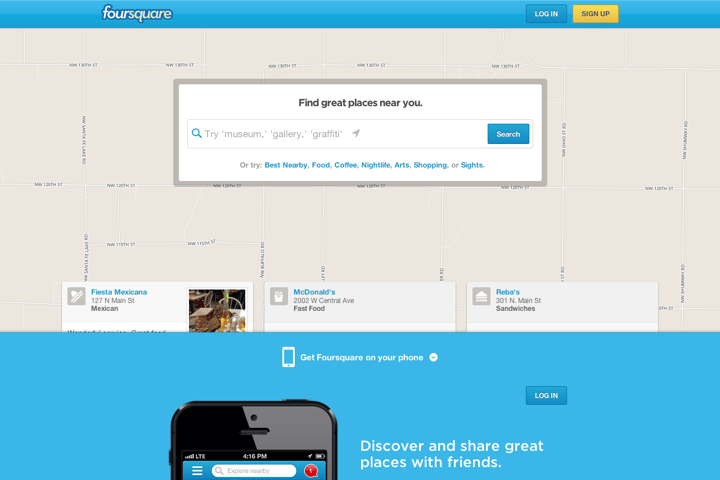 Foursquare website preview