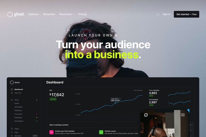 Ghost website preview