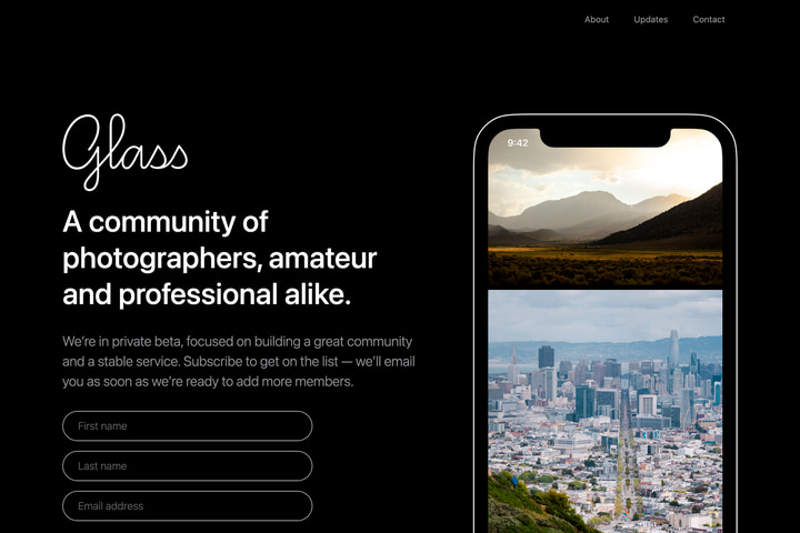 Glass website preview