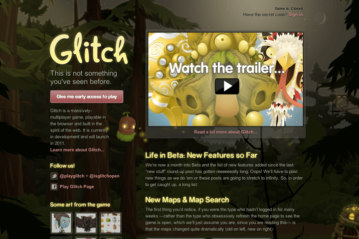 Glitch website preview