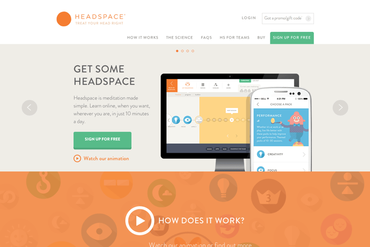 Headspace website preview