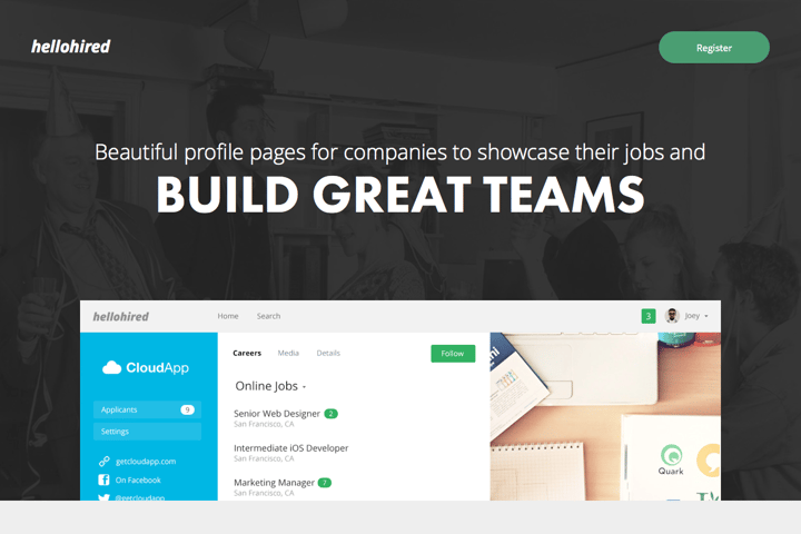 HelloHired website preview