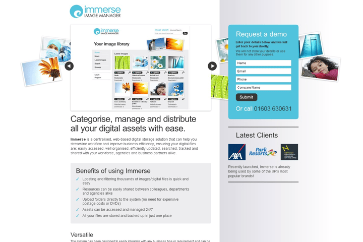 Immerse website preview