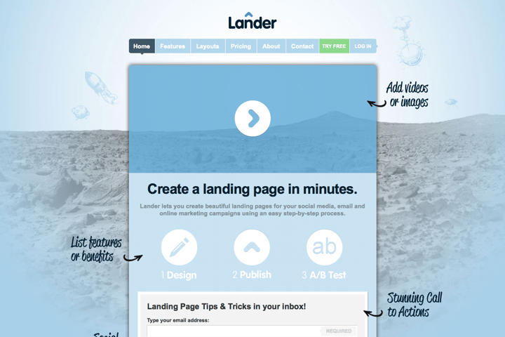 Lander website preview