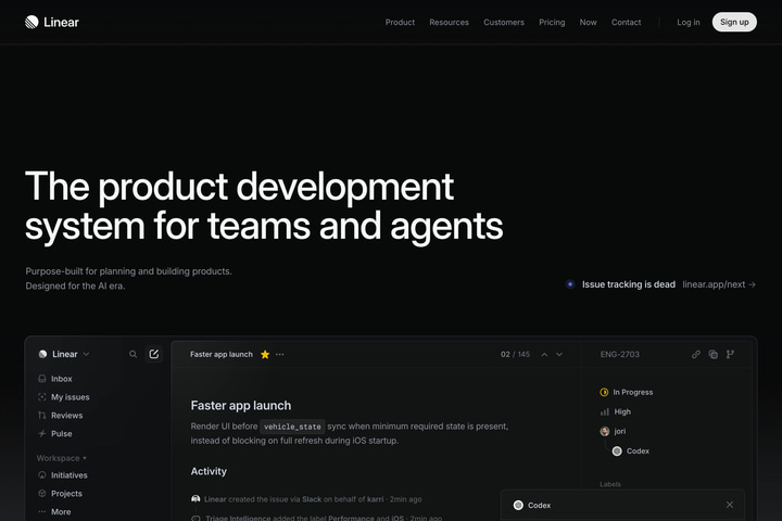 Linear website preview