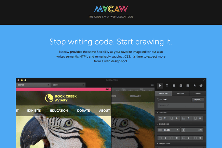 Macaw website preview