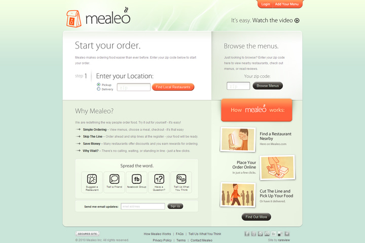 Mealeo website preview