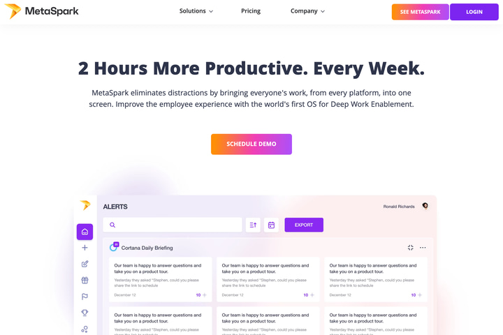 MetaSpark website preview