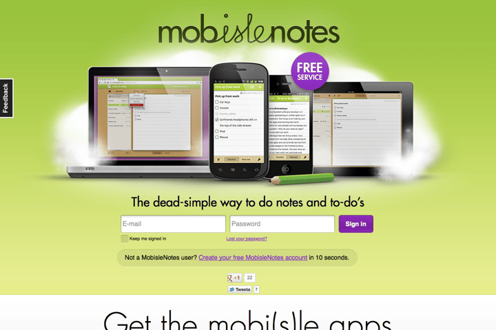 MobisleNotes website preview