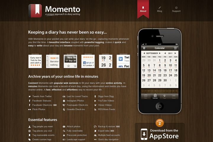 Momento website preview