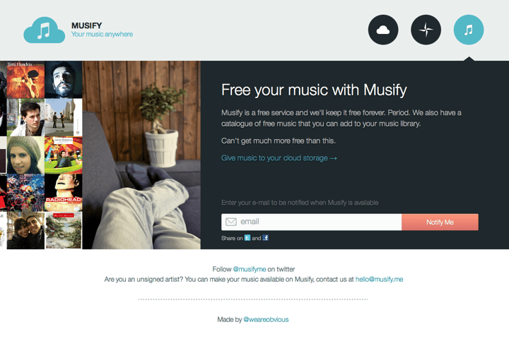 Musify website preview