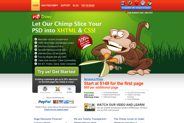 PSDChimp website preview
