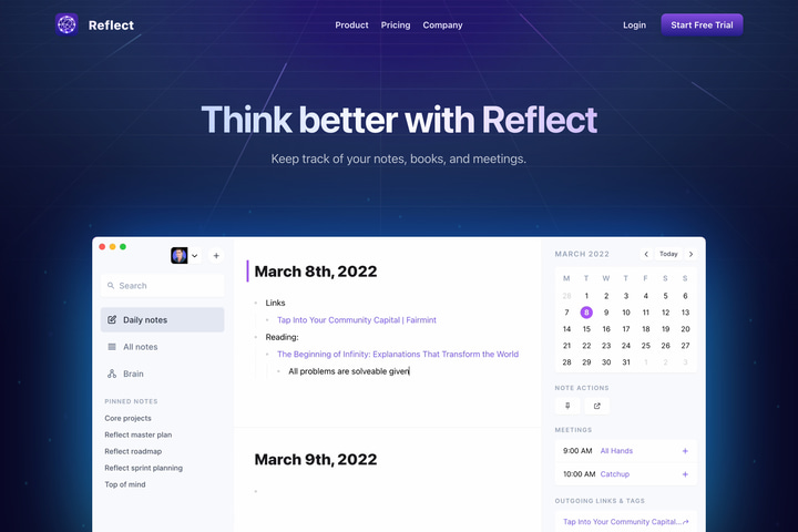 Reflect website preview