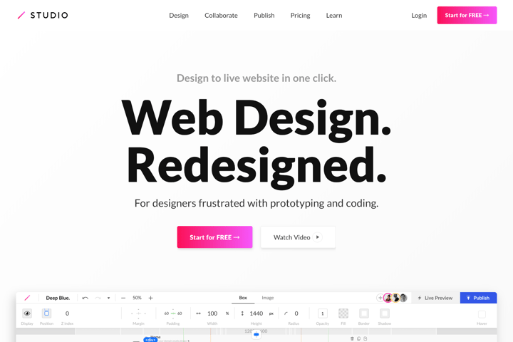 STUDIO website preview