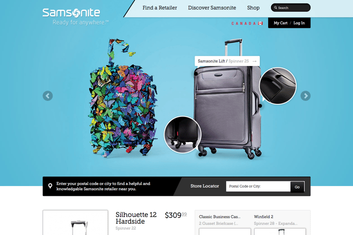 Samsonite website preview