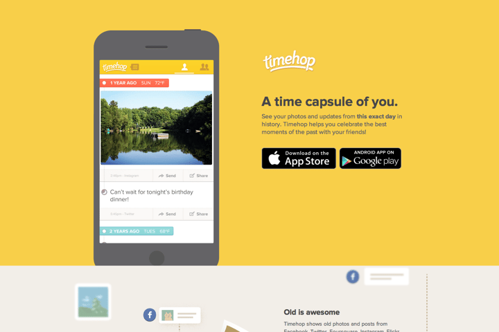 Timehop website preview